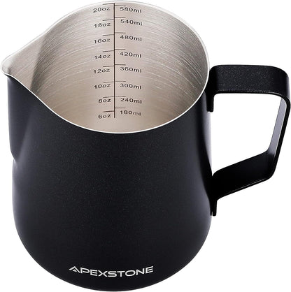 Apexstone 20 oz Black Espresso Steaming Pitcher