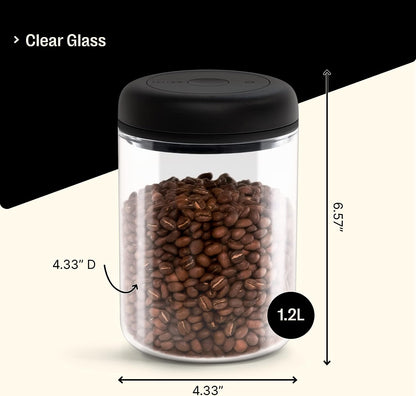 ellow Atmos Vacuum Coffee Canister & Food Storage Container Bundle  6.2 oz and 16 oz - Clear Glass