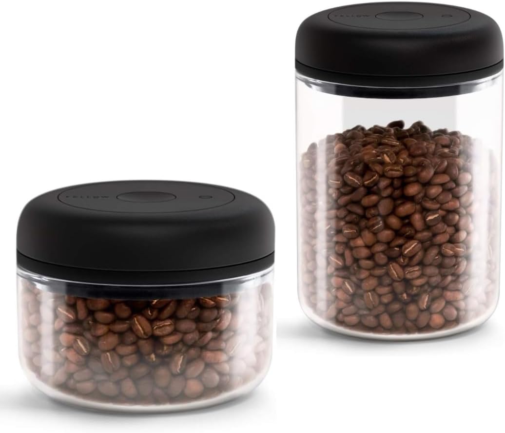 ellow Atmos Vacuum Coffee Canister & Food Storage Container Bundle  6.2 oz and 16 oz - Clear Glass