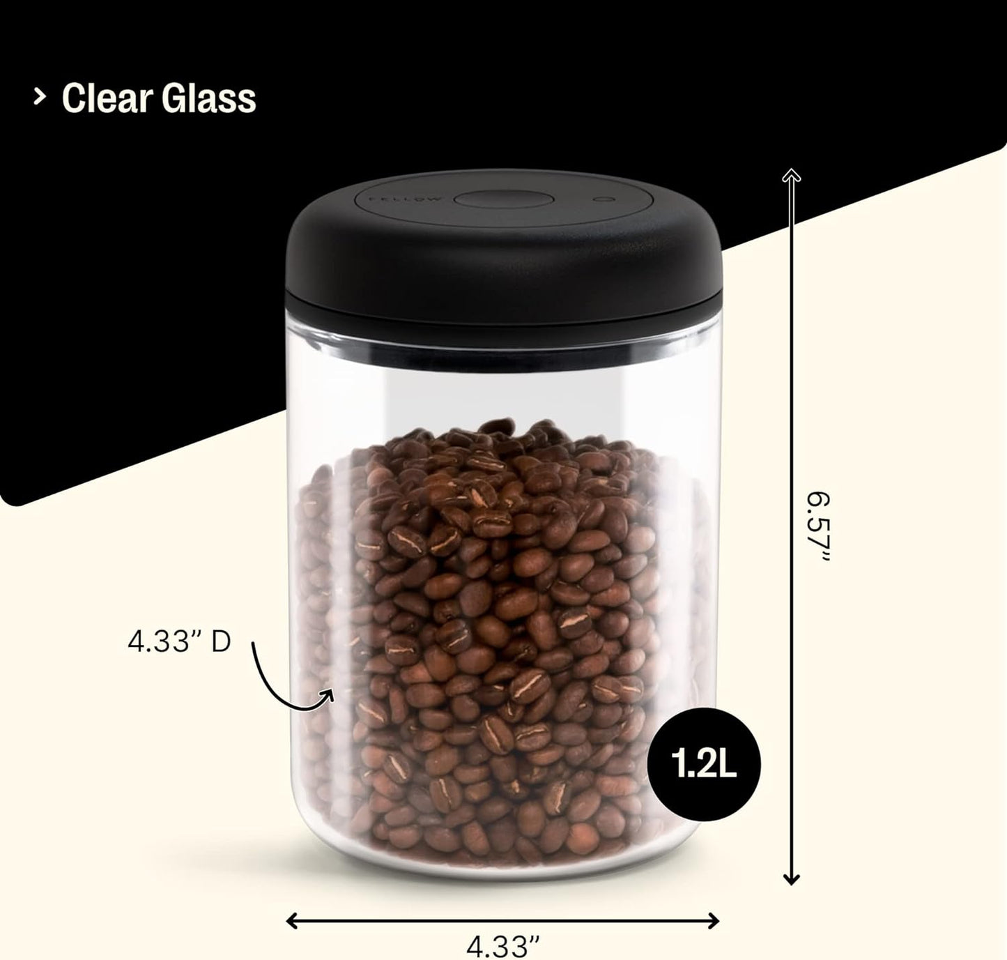 Fellow Atmos Vacuum Coffee Canister & Food Storage Container 1.2 Liter - Clear Glass