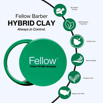 Fellow Barber Hybrid Clay - Premium Quality Water Based Styling Hair Clay Natural Fragrance (1.5 oz)