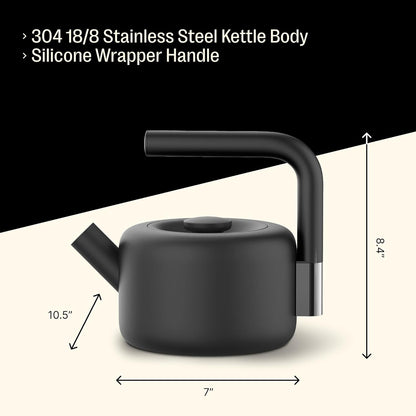 Fellow Clyde Stovetop Tea Kettle Matte Black, 1.7 Liter