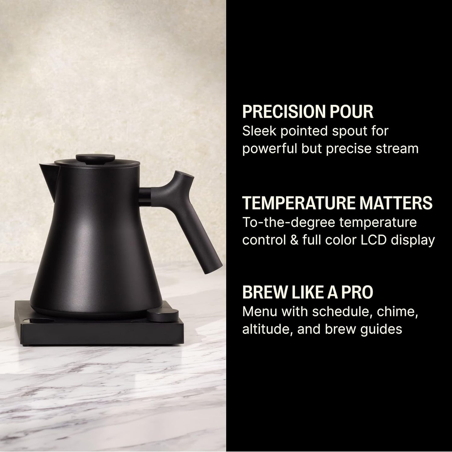 Fellow Corvo EKG Pro Electric Tea Kettle - Matte Black - 0.9 Liter