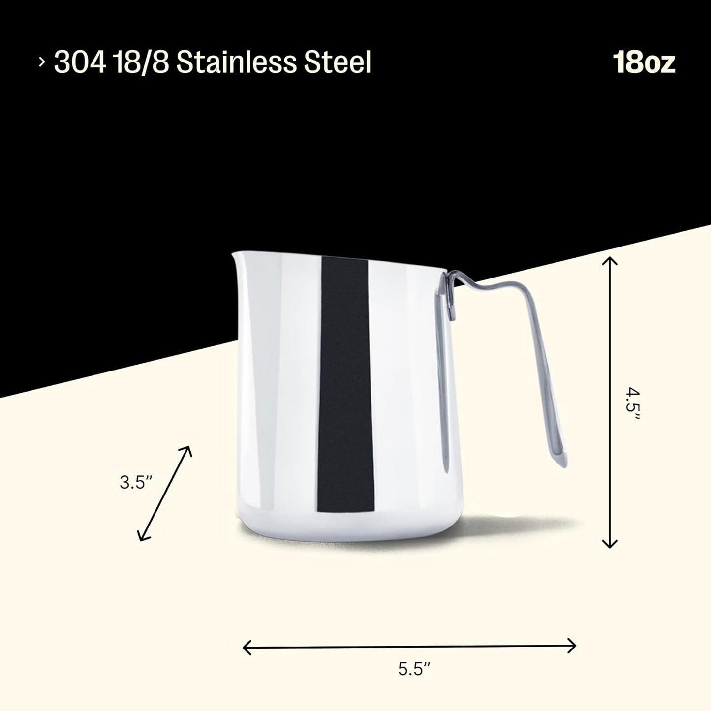 Fellow Eddy Steaming Pitcher - Milk Frother Pitcher Stainless Steel, Graphite, 18oz Jug