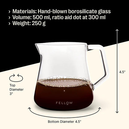 Fellow Mighty Small Glass Carafe 16.9 oz Clear Container