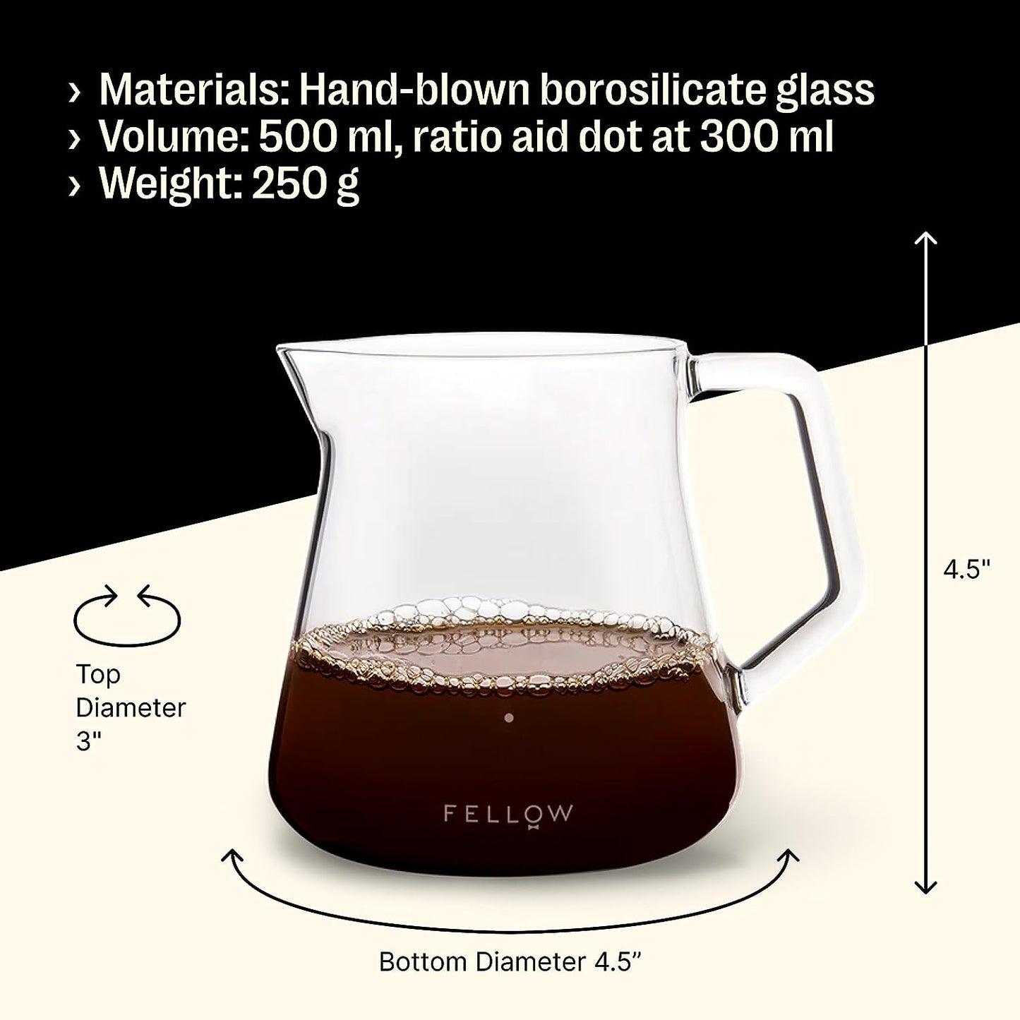 Fellow Mighty Small Glass Carafe 16.9 oz Smoke Grey Container