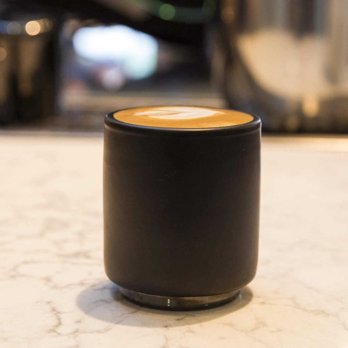 Fellow Monty Milk Art Cups - Double Wall Ceramic Cortado Mug Matte Black with Graphite Base, 4.5 oz Cup