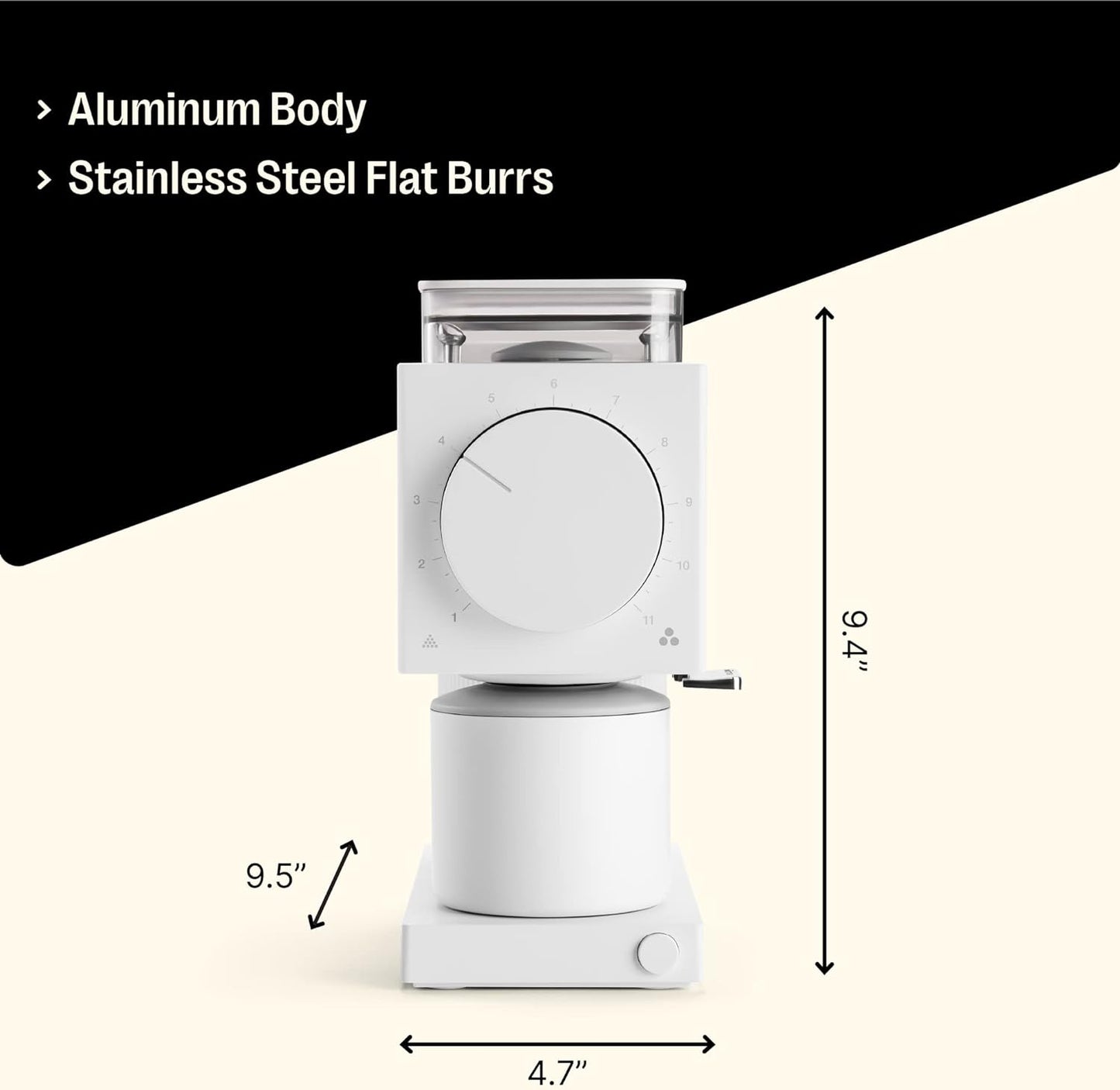 Fellow Ode Brew Grinder - Burr Coffee Grinder - Coffee Bean Grinder with 31 Settings for Matte WhiteDrip