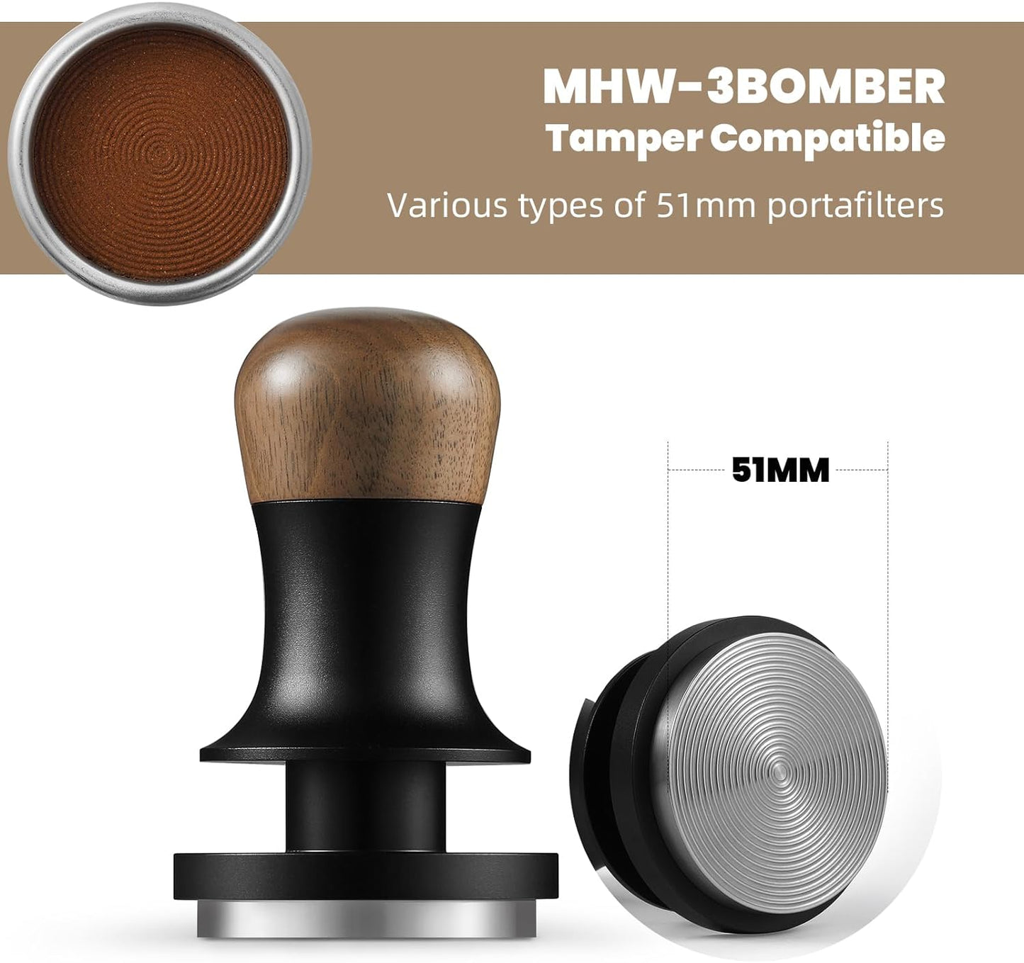 MHW-3BOMBER 51mm Espresso Coffee Tamper  T6074T