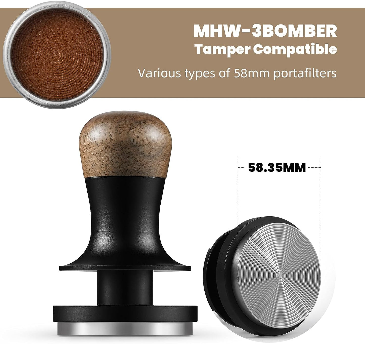 MHW-3BOMBER 58.35mm Espresso Coffee Tamper T6072T