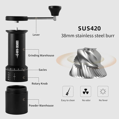 MHW-3BOMBER Manual Coffee Grinder 40g Stainless G5817G