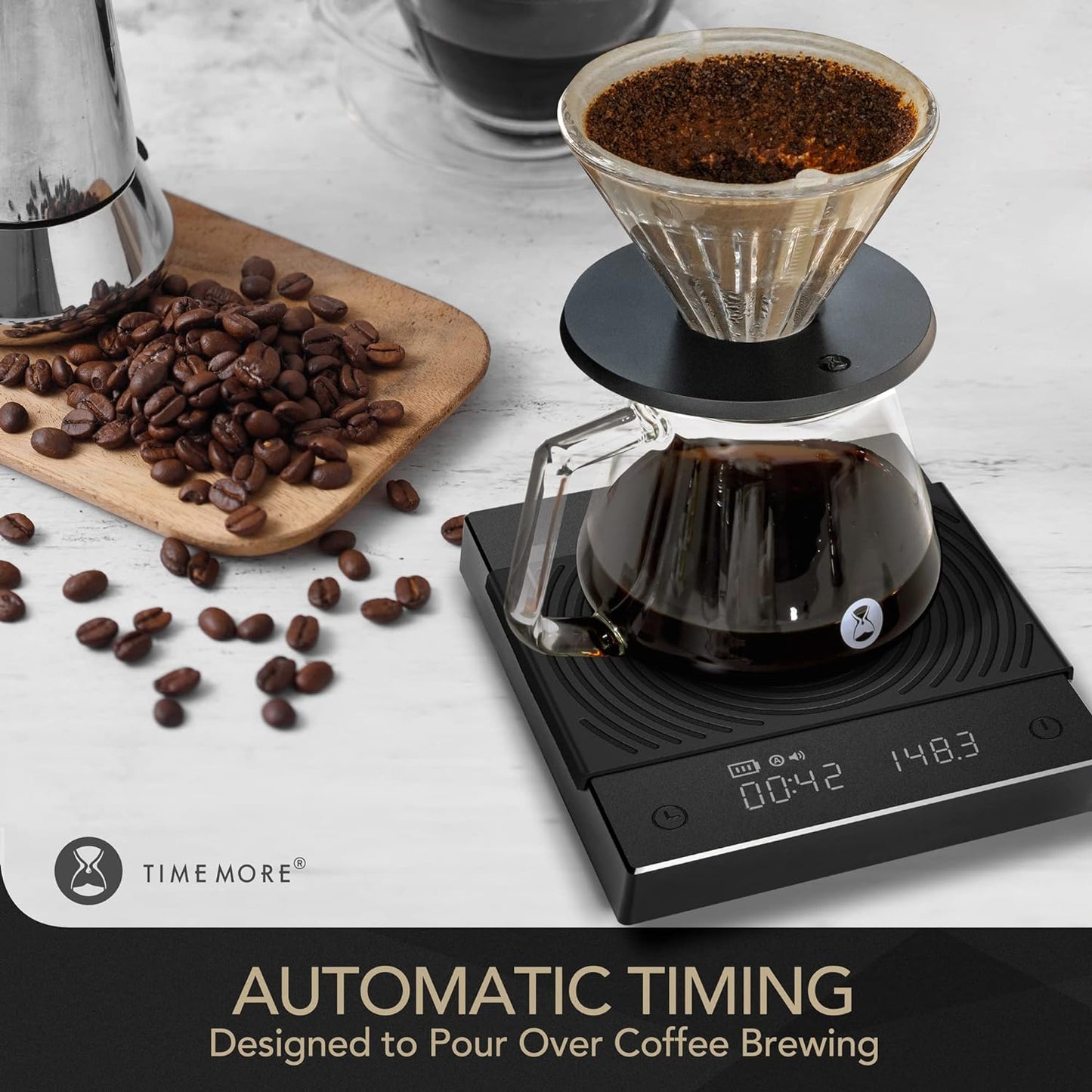 TIMEMORE Coffee Scale with Timer Basic Plus Black  ESP, for Espresso