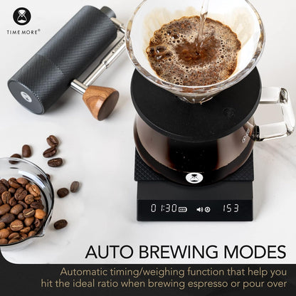 TIMEMORE Coffee Scale with Timer, Espresso Scale with Flow Measurements Black Mirror Nano