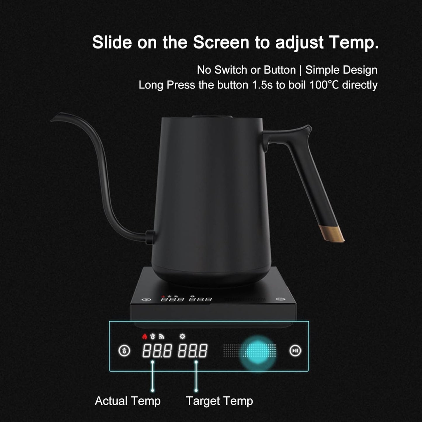 TIMEMORE Fish Smart Electric Coffee Kettle 800ML Black